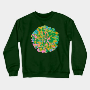 CHRYSANTHEMUMS Abstract Big Flower Summer Bright Floral - Green Blue Pink Yellow Pale Pink - UnBlink Studio by Jackie Tahara Crewneck Sweatshirt